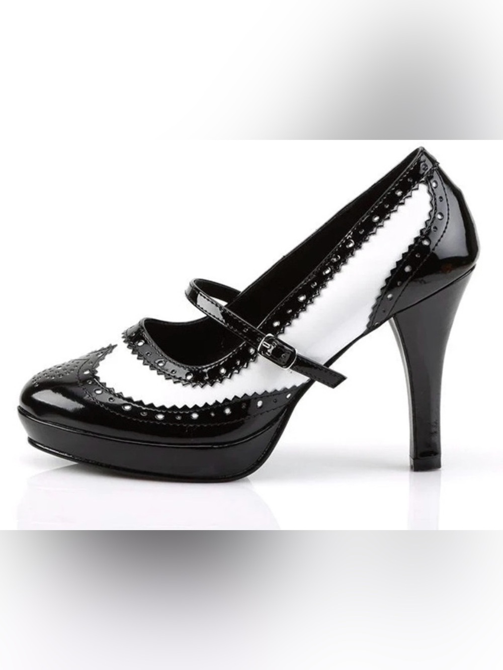 Black and White Patent Mary Jane Heels